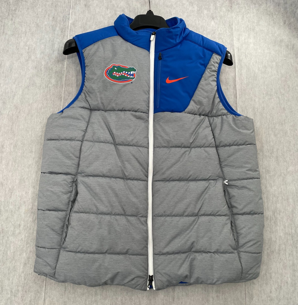 Florida Gators Puffer Vest Adult Large Gray Full Zip Nike Sideline Hyperwarm Men